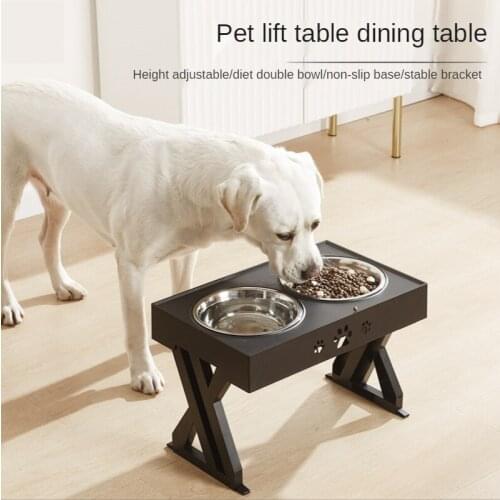 Dogs Double Food Bowl Adjustable Height Lift Pet Cat Food Feeding Dish Bowls For Small Medium Big Dogs Water Feeder Pet Supplies