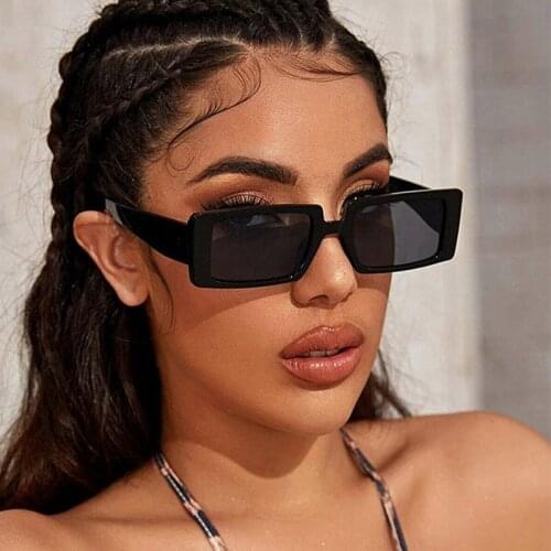 Vintage Black Rectangle Sunglasses women Brand Square Sun Glasses Men Fluorescent Green Shades Glasses Candy Frame Eyewear Women
