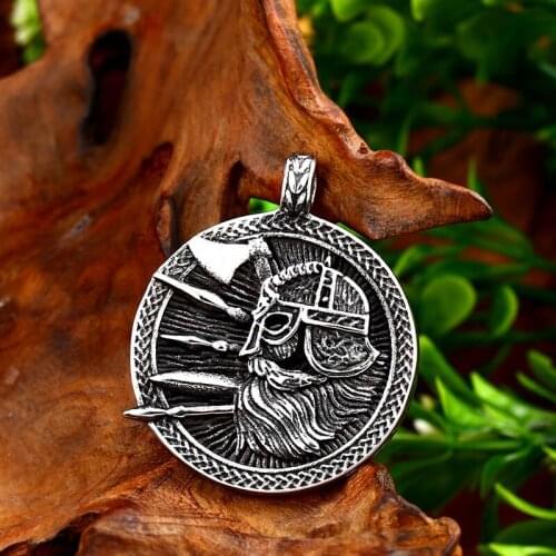 Steel soldier odin nordic viking pendant necklace stainless steel men charm gift jewelry