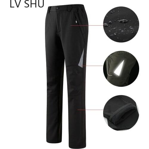 Trekking Waterproof Pants Camping Hiking Climbing Skiing Winter Pants Women Outdoor Softshell Reflective Fleece Trousers
