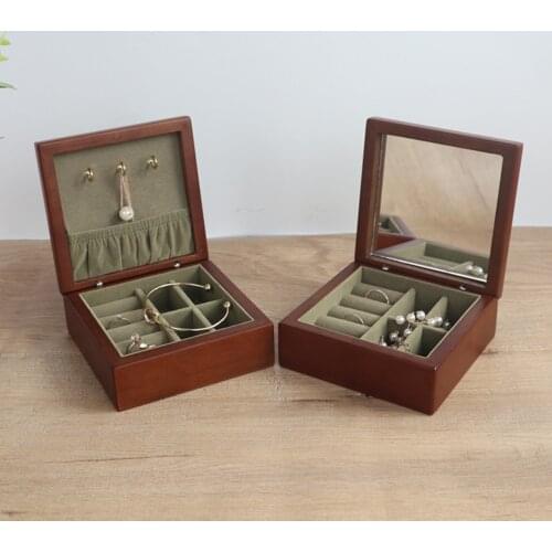 Ladies Wooden Jewellery Display Box Square Portable Bracelet Storage Holder