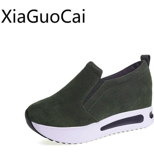 Thick-bottomed Round Head Women Casual Platform Shoes Increase Plateau Womens Casual Shoes Creepers