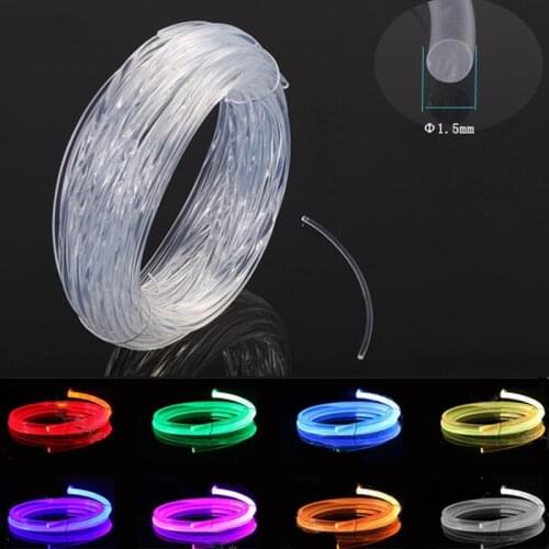 1.5mm Transparent Side Glow Optical Fiber Super Bright Plastic Optical fiber FDDI for Car Lighting Keyboard Headphone Cable