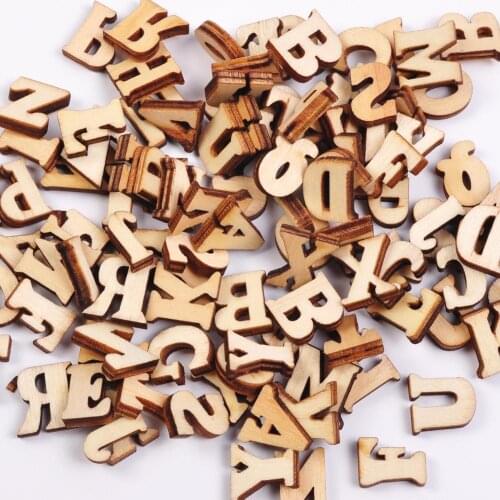 100Pcs Wooden Number English Alphabets Baby Early Education Learning Tool Scrapbooking Wood DIY Letters Craft Decoration