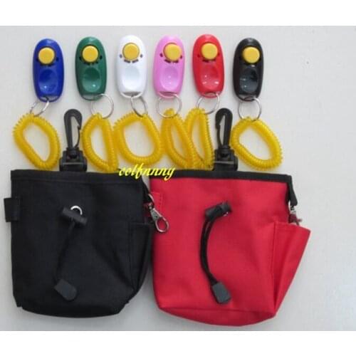 20sets/lot Fast shipping Dog Pet Puppy Obedience Agility Bait Training Food Treat Pouch Bag Snack Reward Waist Bag with clicker