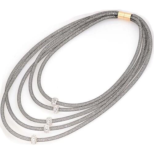 Crystal necklace with pave Charm statement woven full tiny resin crystal necklace for women gifts N1417