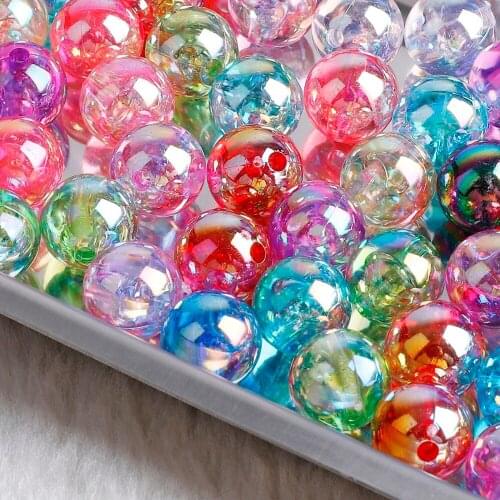 Acrylic AB Color Beads 6/8/10/12MM Random Mixed Loose Space Beads DIY Charms Bracelet Beads for Jewelry Making