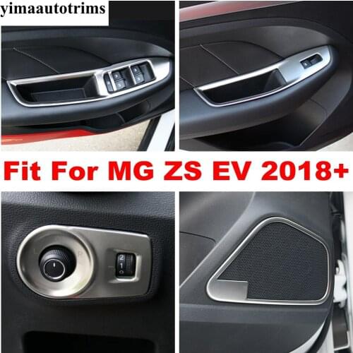 Stainless Steel Accessories Window Lift / Rearview Mirror Adjust Button / Car Door Speaker Cover Trim For MG ZS EV 2018 - 2021