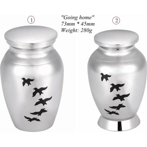 "Going Home" Birds Engraving Pet Cremation Jar Ashes Locket Casket Funeral Jar Jewelry Ash Urns Keepsake Stainless 73mm * 45mm