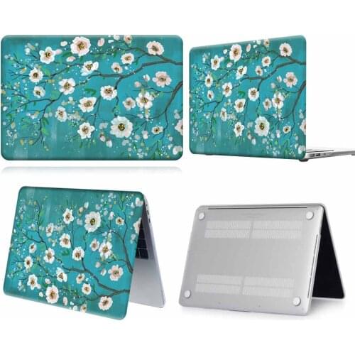 White Flower Paint Pattern Anti-slip Laptop Case For Apple Macbook 12/Air 11 13 A2337/Pro 13(A2251 A2289) 15 16/Pro 13 A2338