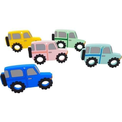 Chenkai 50PCS BPA Free Silicone Car Teether Baby Jeep Teething Food Grade For Baby Making Jewelry Pacifier Necklace Chains Gift