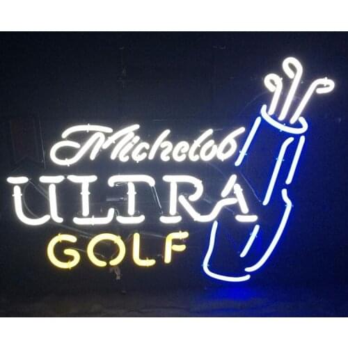 Decorative Light Michelo Beer Sign Ultra Golf Man Cave Neon Light Restaurant Accessories Sport Lamp light Handmade Glass Tubes
