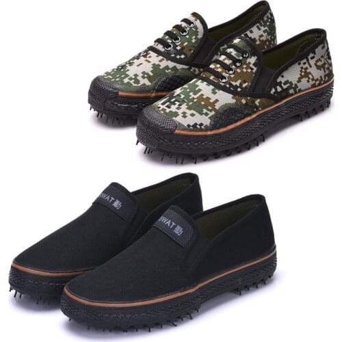 Mens shoes double money camouflage liberation shoes one pedal mens wear-resistant non-slip casual shoes yellow rubber shoes mi