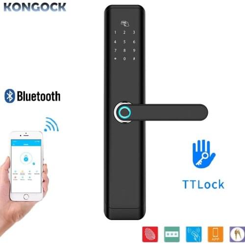 Bluetooth smart Fingerprint door lock, electronic code IC Card or password access with emergency key for hotel apartment airbnb