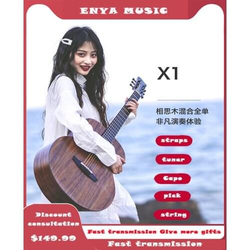 Enya Acoustic Guitar 36" 41" with EQ HPL 6 Strings travel guitarra Beginner with Pick, Tuner, Strap, Capo,Musical Instruments