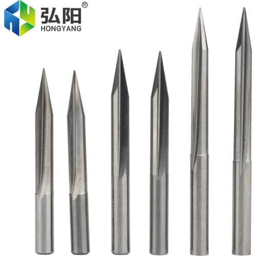 CNC Milling Drill Bit 3.175mm 4mm 6mm Shank V-Cut Milling End Milling Cutter Head 2 Groove Wood PVC Acrylic Carving Knife