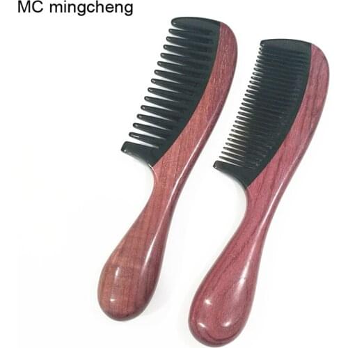 MC Hot Comb Detangling Hair Brush Hair Styling Women Professional Scalp Massage Wooden Combs Anti Static Violet Ox Horn Brushes