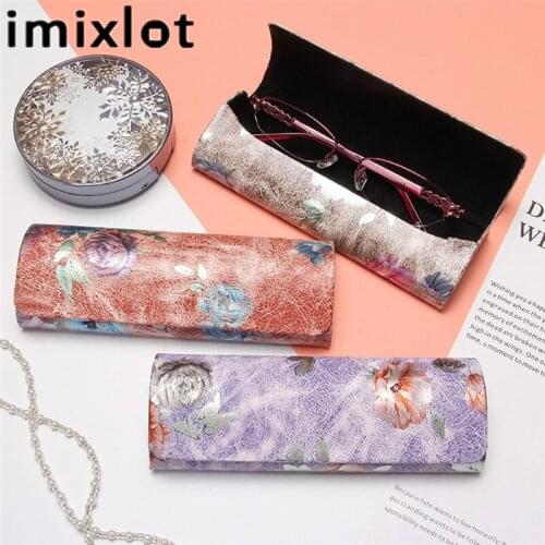 Imixlot Elegant Temperament Flower Printed Sunglasses Case for Women Girls Creative Fresh Portable Eyewear Protector