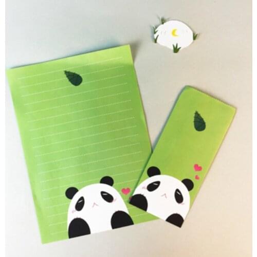 1 Set Kawaii Panda Ball Mouse Envelope Set Cute Simple Confession Love Letter Creative Letterhead 6 Letter Paper + 3 Envelopes