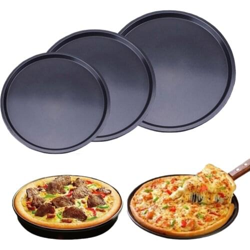 Round Pizza Plate Pizza Pan Deep Dish Tray Carbon Steel Non-stick Mold Baking Tool Baking Mould Pan Pattern 9-14 inch