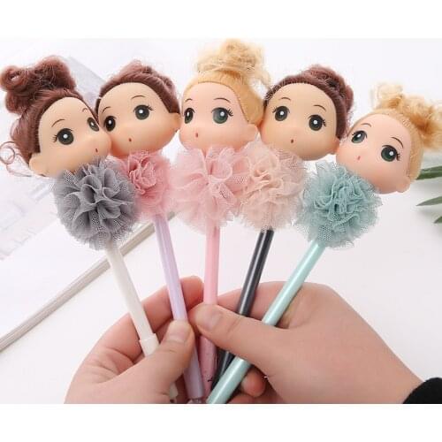 24PCS Girl Lace Gel Pen 0.5MM Needle Black Students Pen Kawaii School Supplies Stationery