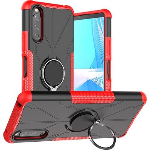 Magnetic Metal Ring Stand Armor Shockproof Case For SONY Xperia 5 III 10 III 1 III Soft TPU Bumper Hard PC Protective Back Cover