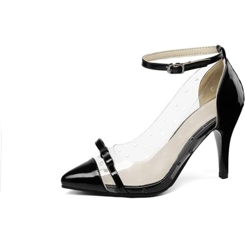 Fashion womens shoes in the summer of 2019 the new high transparent with point size code 28-54 shallow single shoes wet