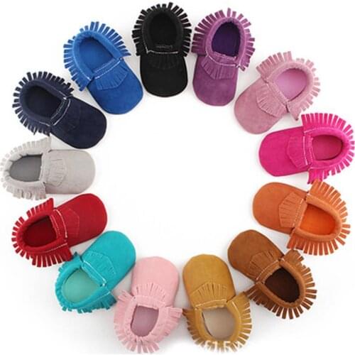 Newborn Baby Boy Girl Moccasins Shoes Fringe Soft Soled Non-slip Footwear Crib Shoes PU Suede Leather Tassel toddler Shoes
