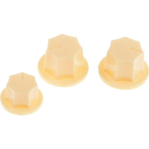 Set Of 6 Large+Small Volume&Tone Control Knob For Jazz Bass Electric Guitar