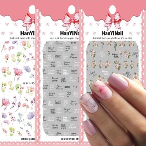 Japanese Style Nail Stickers 3D Nail Foils with Adhesive Flowers Nail Decals Nail Accessories DIY Nail Art