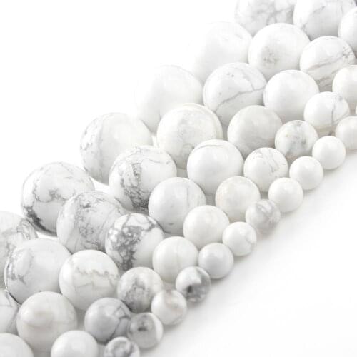 Natural Stone White Howlite Turquoises Beads Round Loose Bead For Jewelry Making DIY Charm Bracelets Accessories 4 6 8 10mm 15"