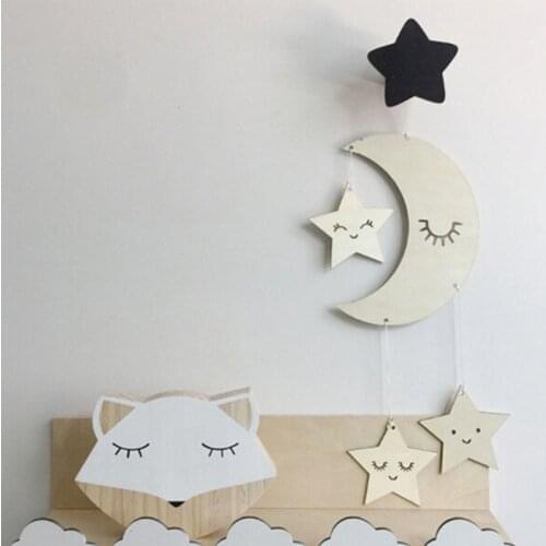 New Nordic Style Star and Cloud Shape Wooden Beads Tassel Pendant Wall Hanging Ornament for Photography Kids Room Decoration