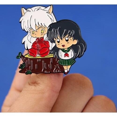 New Inuyasha Kagome Lapel Pin Cute Anime Acrylic Brooch Epoxy Pins Jewelry For Shirt Bag Badge Gifts Fans