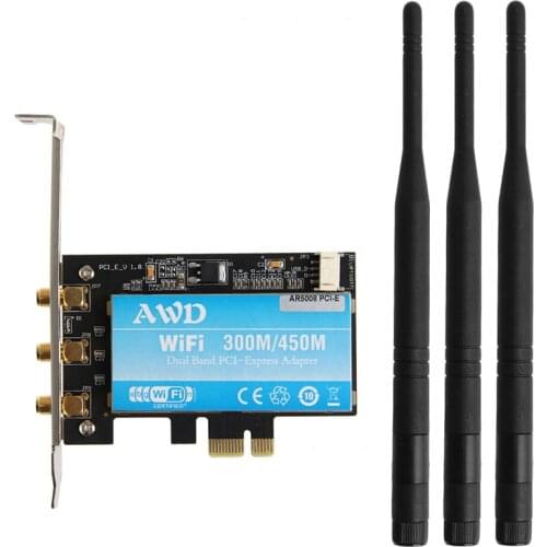 PCI-E X1 X16 300/450M PC Computer 2.4/5GHz Dual Band Wireless Desktop WIFI WLAN Card