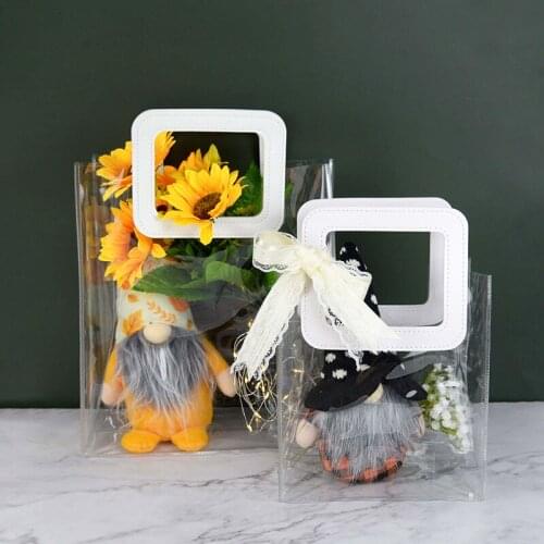 Transparent PVC Gifts Bag With Hand Portable Plastic Flower Handbag For Wedding Birthday Party Gift Packing Decor Cosmetic Bags