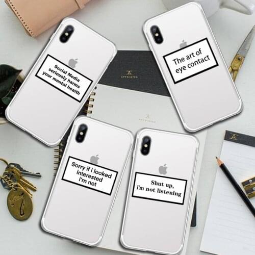 Funny letter Quotes Text Art design luxury shell Phone Cases Transparent for iPhone 6 7 8 11 12 s mini pro X XS XR MAX Plus