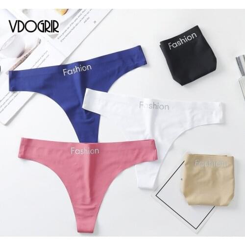 VDOGRIR Sexy Panties Womens Silk Sport Thongs Underwear Woman Fashion Letter G-String Comfort Lady Lingerie String Soft Tangas