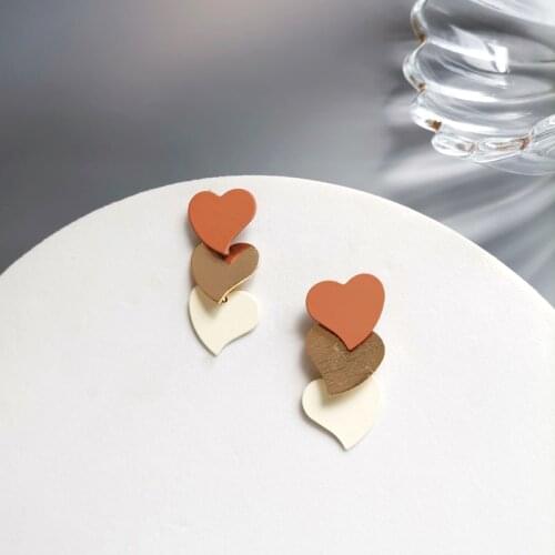 S925 needle Drop Earrings Sweet Fashion Korean Temperament Metal Heart Hanging Dangle Earrings For Girl Lady Gifts Wholesale
