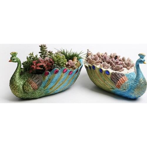 Creative Resin Peacock Shape Flower Pot Home Corridor Balcony Decor Succulents Plants Bonsai Pots Accessories Vase Decoration