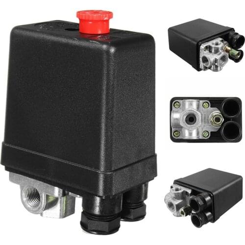 90-125 PSIs 20A Heavy Duty Central Pneumatic Air Compressor Pressure Switch Control Valves Black