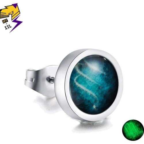 Glow in the Dark Earrings Constellation Luminous Star Stud Earrings for Men Women Starry Sky Silver Titanium Steel Earring