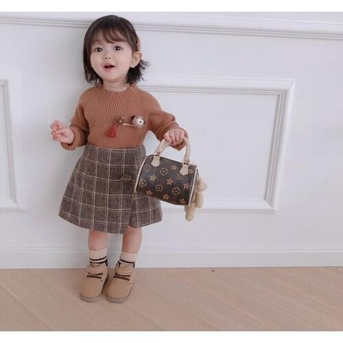 Baby girl sweater 2019 winter and autumn pure and simple knitted kids sweaters Korean edition casual sweaters 9m 1 2 3 4 5 6T