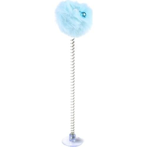 Funny Cat Elastic Spring Plush Bell Ball Bottom Sucker Toys Kitten Pet Supplies 896A