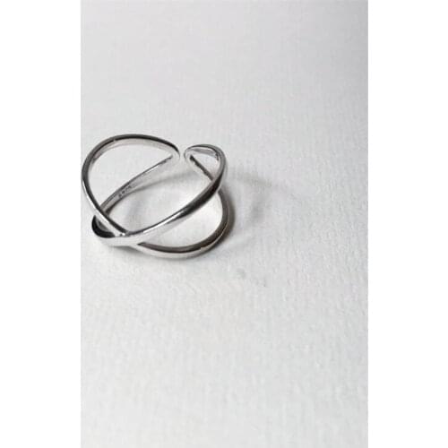 Fine 925 Sterling Silver Korean Personality Cross Geometric Simple Elegant Female Open Rings For Women Hot Sale Wholesale SR239