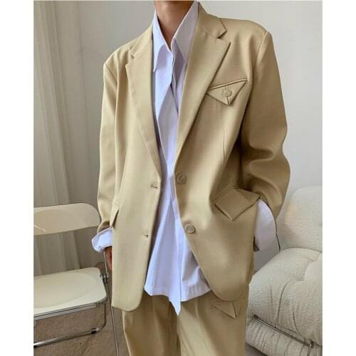 2020 New Autumn Fashion Women Blazer Coat Full Sleeve Lapel Collar Office Lady Wild Loose Solid Simple Slim Jacket C407
