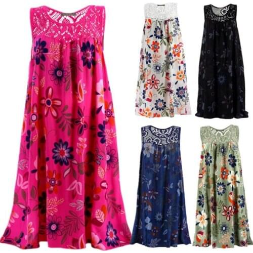 2021 Women Summer Dress Boho Style Floral Print Beach Dress Tunic Sundress Loose Mini Party Dress Vestidos