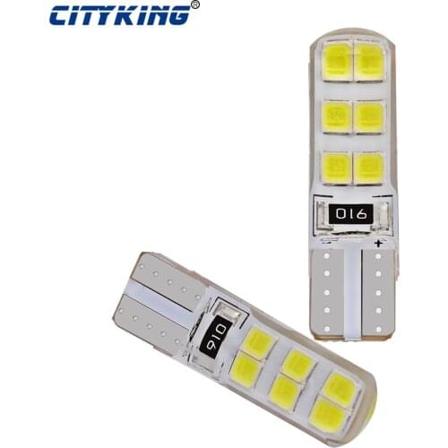 10pcs New Car LED T10 194 W5W Canbus t10 12SMD LED 2835 t10 w5w Silicone shell LED Bulb No Error Led car styling clearance lamp