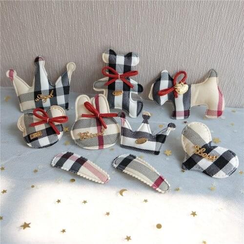 10PCS Classic Plaid Crown Applique Cartoon Animal Cloth Padded Patches For Craft/Clothes/Hairpin/Wedding DIY Decoration A-01