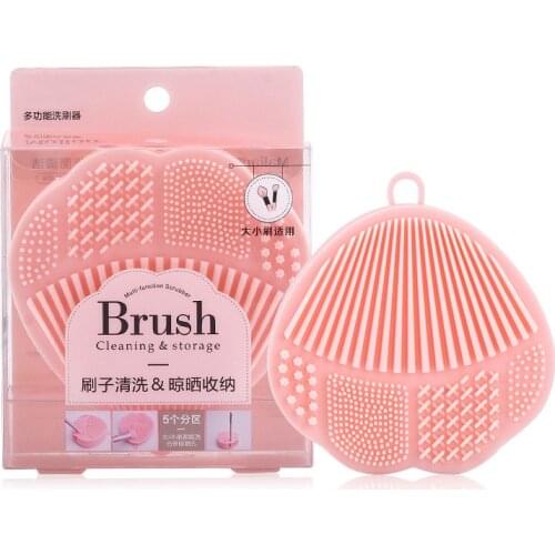 2 in 1 Makeup Brush Cleaner and Dryer Storage Embedded Scrubbing Artifact Beauty Brush Clean Silicone Pad Washing Mat Hand Tool