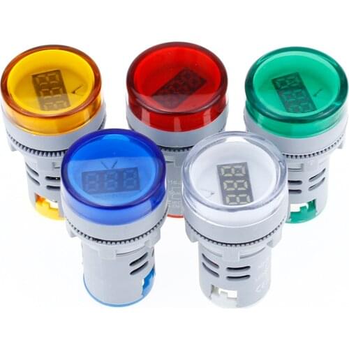 22mm LED Digital Display Gauge Volt Voltage Meter Indicator Signal Lamp Voltmeter Lights Tester Combo Measuring Range 60-500V AC